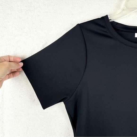 Good American Scuba Tee Thong Bodysuit Black Plus Size 5 (2X) Minimalist Office - Picture 7 of 16